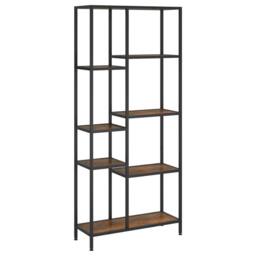 Berkfield Home Practical Book Shelf 80x30x180 cm Steel & Engineered Wood in Brown - Size: 80 x 30 x 180 cm - thumbnail 3