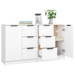 Berkfield Home Sideboards 2 pcs White 60x30x70 cm Engineered Wood - Size: 60 x 30 x 70 cm - thumbnail 4