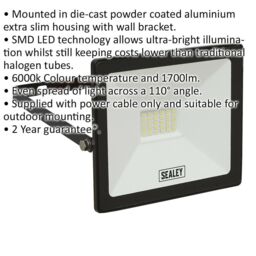 Loops Extra Slim Floodlight with Wall Bracket - 20W SMD LED - IP65 Rated - 1700 Lumens - thumbnail 2