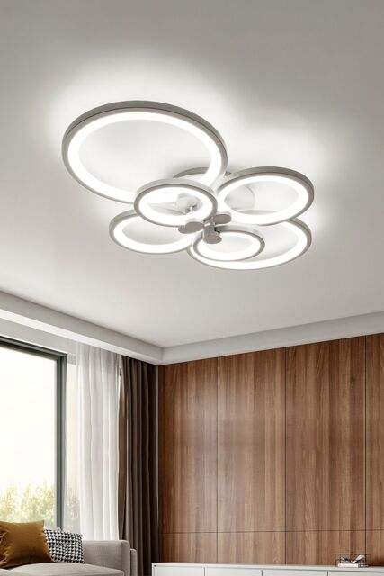 Living and Home Modern Circular LED Semi Flush Ceiling Light-75cm W in White - image 1