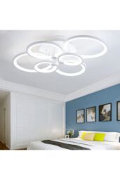 Living and Home Modern Circular LED Semi Flush Ceiling Light-75cm W in White - thumbnail 3