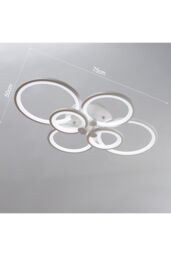 Living and Home Modern Circular LED Semi Flush Ceiling Light-75cm W in White - thumbnail 6
