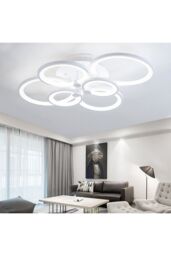 Living and Home Modern Circular LED Semi Flush Ceiling Light-75cm W in White - thumbnail 4
