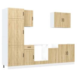 Berkfield Home 7 Piece Kitchen Cabinet Set Kalmar Sonoma Oak Engineered Wood in Brown - thumbnail 1