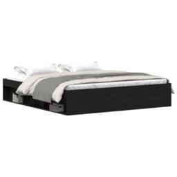 Berkfield Home Bed Frame without Mattress Black Oak 200x200 cm Engineered Wood - thumbnail 1