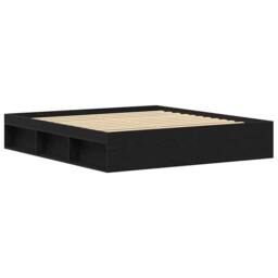 Berkfield Home Bed Frame without Mattress Black Oak 200x200 cm Engineered Wood - thumbnail 4