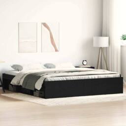 Berkfield Home Bed Frame without Mattress Black Oak 200x200 cm Engineered Wood - thumbnail 2