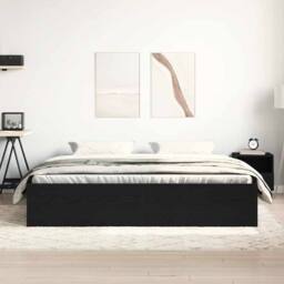 Berkfield Home Bed Frame without Mattress Black Oak 200x200 cm Engineered Wood - thumbnail 3