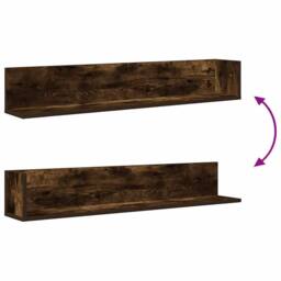 Berkfield Home Decorative Wall Shelves 2 pcs Smoked Oak 100x16.5x16.5 cm Enginee in Brown - thumbnail 8
