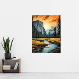 "Artery8 Yosemite National Park Vibrant Artwork Sunset Over El Capitan Extra Large XL Unframed Wall Art Poster Print - Size: W24"" x H32""" - thumbnail 4