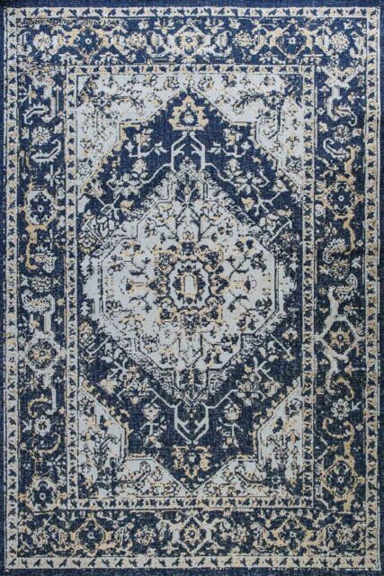 Kukoon Men's Navy Medallion Outdoor, Garden & Patio Area Rug - Size: 60 cm x 240 cm - image 1