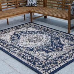 Kukoon Men's Navy Medallion Outdoor, Garden & Patio Area Rug - Size: 60 cm x 240 cm - thumbnail 3