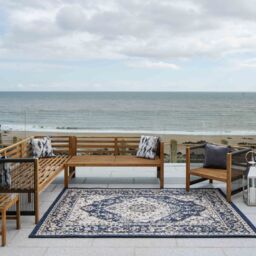 Kukoon Men's Navy Medallion Outdoor, Garden & Patio Area Rug - Size: 60 cm x 240 cm - thumbnail 4