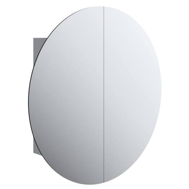 Berkfield Home Bathroom Cabinet with Round Mirror&LED Grey 54x54x17.5 cm - image 1