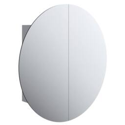 Berkfield Home Bathroom Cabinet with Round Mirror&LED Grey 54x54x17.5 cm