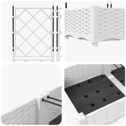 Berkfield Home White Garden Planter with Trellis 3 pcs White 120x40x125.5 cm - thumbnail 7