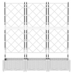 Berkfield Home White Garden Planter with Trellis 3 pcs White 120x40x125.5 cm - thumbnail 4