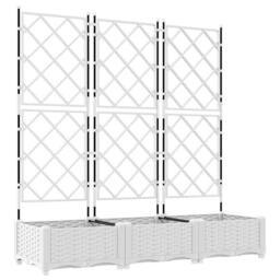 Berkfield Home White Garden Planter with Trellis 3 pcs White 120x40x125.5 cm - thumbnail 3