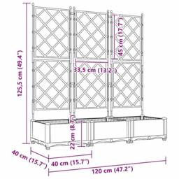 Berkfield Home White Garden Planter with Trellis 3 pcs White 120x40x125.5 cm - thumbnail 8