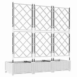 Berkfield Home White Garden Planter with Trellis 3 pcs White 120x40x125.5 cm - thumbnail 6