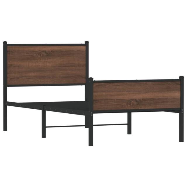 Berkfield Home Metal Bed Frame without Mattress Brown Oak 90x200 cm - image 1