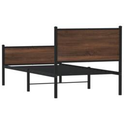 Berkfield Home Metal Bed Frame without Mattress Brown Oak 90x200 cm - thumbnail 7