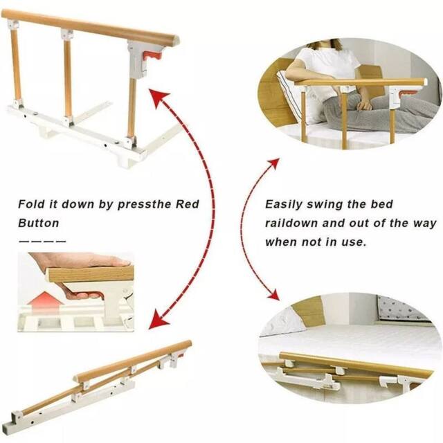 Hinsinc 3 Section Foldable Bed Rail Bed Safety Rail Side in Natural - Size: 100.8 cm - 108.8 cm - image 1