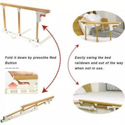 Hinsinc 3 Section Foldable Bed Rail Bed Safety Rail Side in Natural - Size: 100.8 cm - 108.8 cm