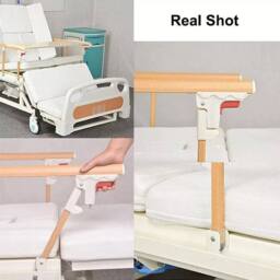 Hinsinc 3 Section Foldable Bed Rail Bed Safety Rail Side in Natural - Size: 100.8 cm - 108.8 cm - thumbnail 5