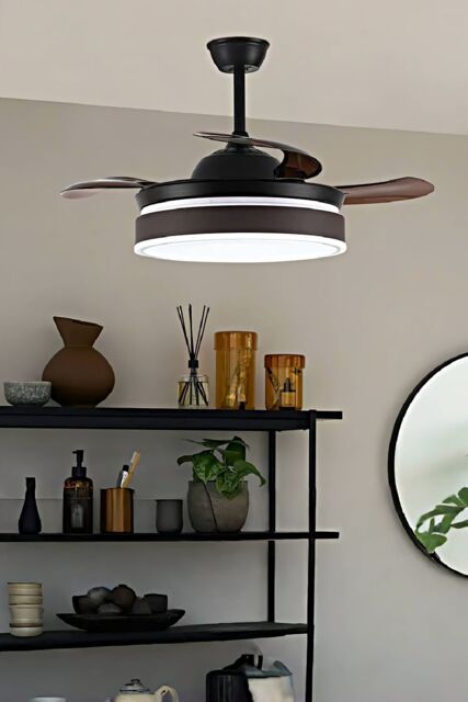 Living and Home Modern Style Indoor Round Fan Ceiling Light in White - image 1