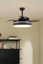 Living and Home Modern Style Indoor Round Fan Ceiling Light in White - thumbnail 3