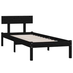 Berkfield Home Bed Frame Black Solid Wood Pine 90x200 cm - thumbnail 3
