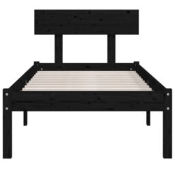 Berkfield Home Bed Frame Black Solid Wood Pine 90x200 cm - thumbnail 4