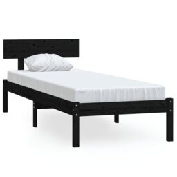 Berkfield Home Bed Frame Black Solid Wood Pine 90x200 cm - thumbnail 2