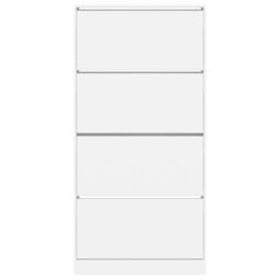 Berkfield Home Shoe Cabinet with 4 Flip-Drawers White 80x21x163.5 cm - thumbnail 6