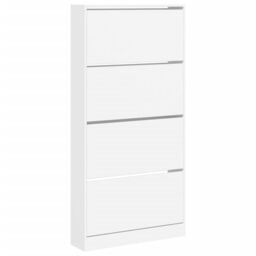 Berkfield Home Shoe Cabinet with 4 Flip-Drawers White 80x21x163.5 cm - thumbnail 2