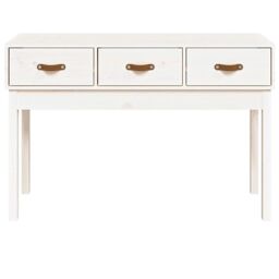 Berkfield Home Console Table White 114x40x75 cm Solid Wood Pine - Size: 114 x 40 x 75 cm - thumbnail 3