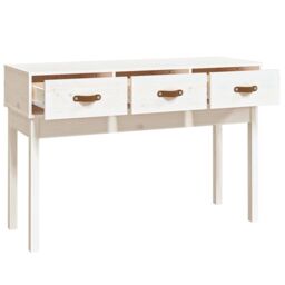Berkfield Home Console Table White 114x40x75 cm Solid Wood Pine - Size: 114 x 40 x 75 cm - thumbnail 4