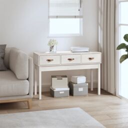 Berkfield Home Console Table White 114x40x75 cm Solid Wood Pine - Size: 114 x 40 x 75 cm
