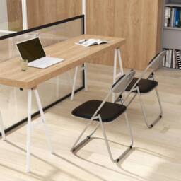 Costway Set of 2 Folding Metal Chair Padded Kitchen Dining Seat U-shaped Guest Chair in Black - thumbnail 2
