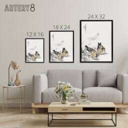 "Artery8 Greenfinch & Shepherd's Purse Plant Framed Canvas Wall Art Print Kashu - Size: W12"" x H16""" - thumbnail 4