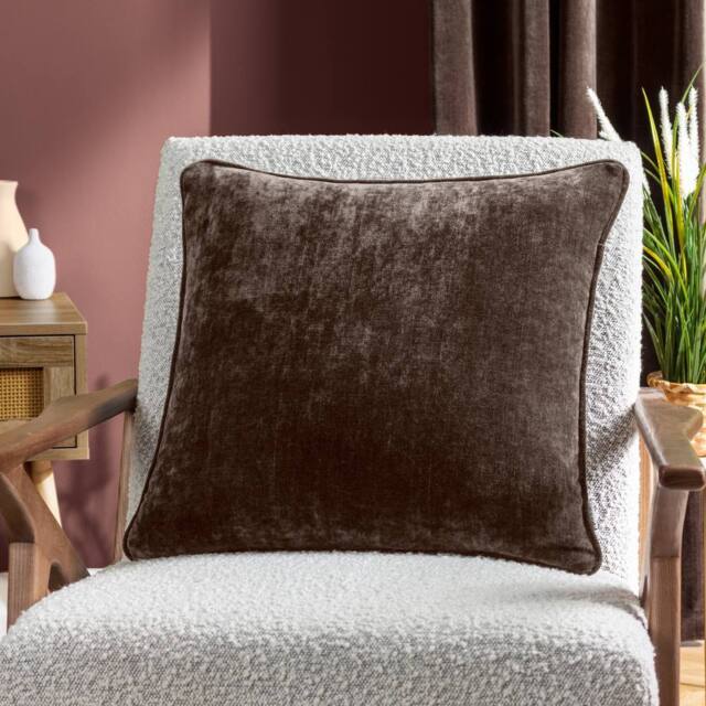 Yard Heavy Chenille Woven Piped Cushion in Brown - Size: 50 cm x 50 cm - image 1