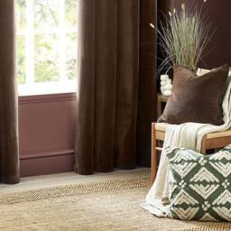 Yard Heavy Chenille Woven Piped Cushion in Brown - Size: 50 cm x 50 cm - thumbnail 5