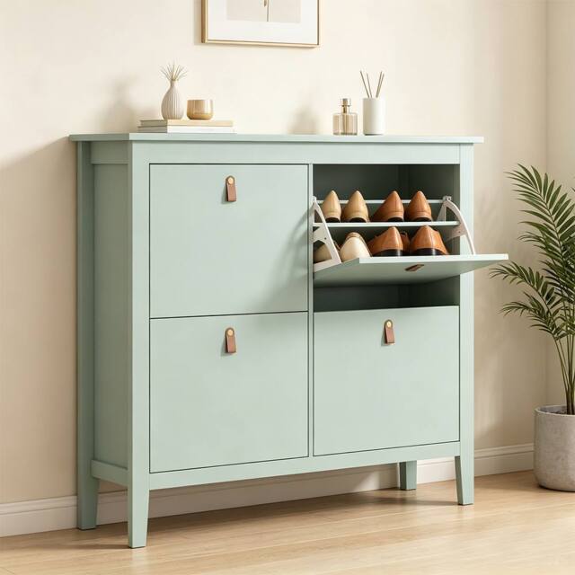 ERGOVEXA Modern 4-Drawer Shoe Cabinet, Green - image 1