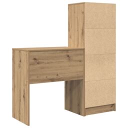 Berkfield Home Desk with Storage Artisan Oak Engineered Wood in Black - thumbnail 8
