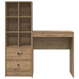 Berkfield Home Desk with Storage Artisan Oak Engineered Wood in Black - thumbnail 7