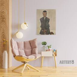 "Artery8 Portrait of the Publisher Eduard Kosmack Schiele Canvas Wall Art Print in Beige - Size: W12"" x H16""" - thumbnail 3