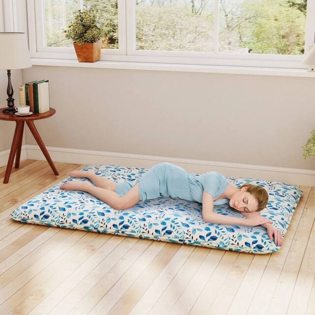 SPETLEK Floor Mattress Futon Mattress 190 x 120 x 10cm-Blue in Blue - Size: Single - image 1
