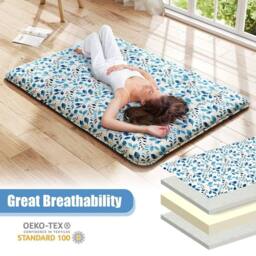 SPETLEK Floor Mattress Futon Mattress 190 x 120 x 10cm-Blue in Blue - Size: Single - thumbnail 4