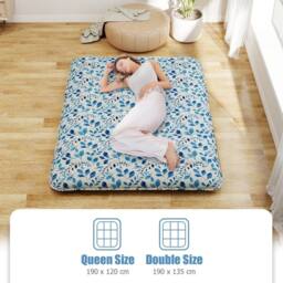 SPETLEK Floor Mattress Futon Mattress 190 x 120 x 10cm-Blue in Blue - Size: Single - thumbnail 6